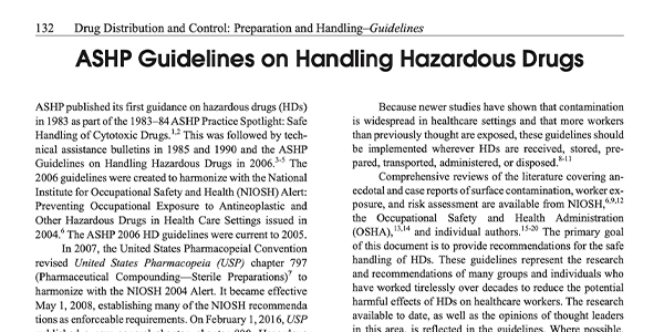 ASHP Guidelines on Handling Hazardous Drugs
